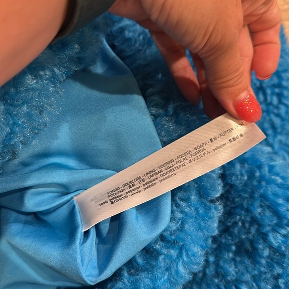 Zara Faux Shearling Teddy Jacket blue medium - Picture 4 of 5